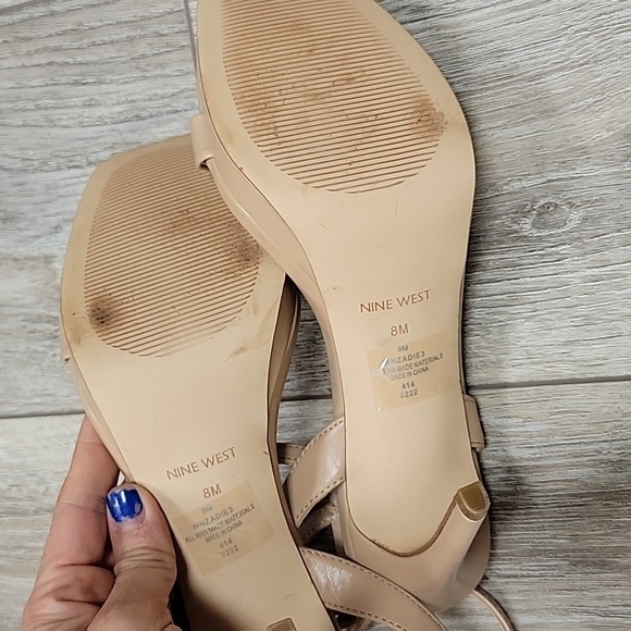 Nine West Size 8 Light Natural Zadie Ankle Strap Dress Sandals - Picture 6 of 7